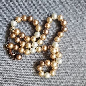 Simulated Beige Pearl Necklace 18"